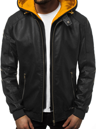 Мъжко яке черно и жълто OZONEE N/6132