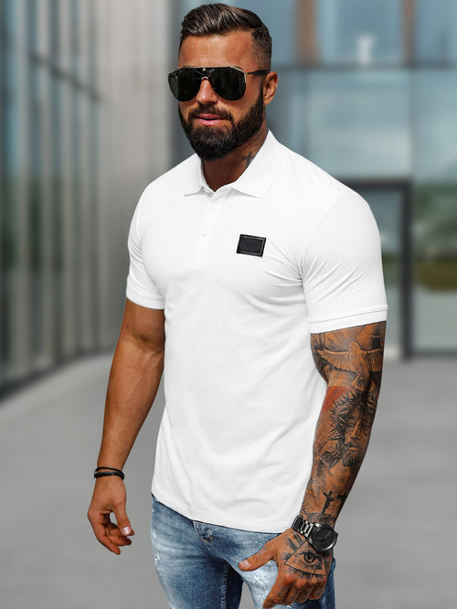 Мъжка поло тениска бяла OZONEE NB/MT3018Z