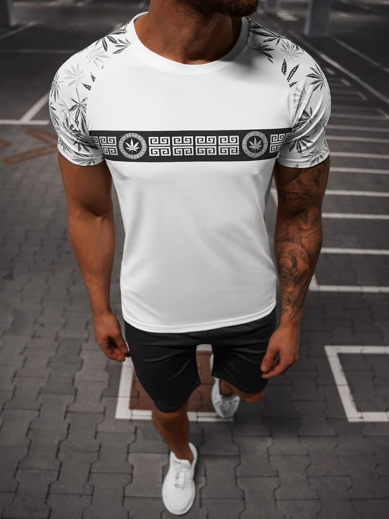 Мъжки спортен екип бяло-черен OZONEE O/HM760