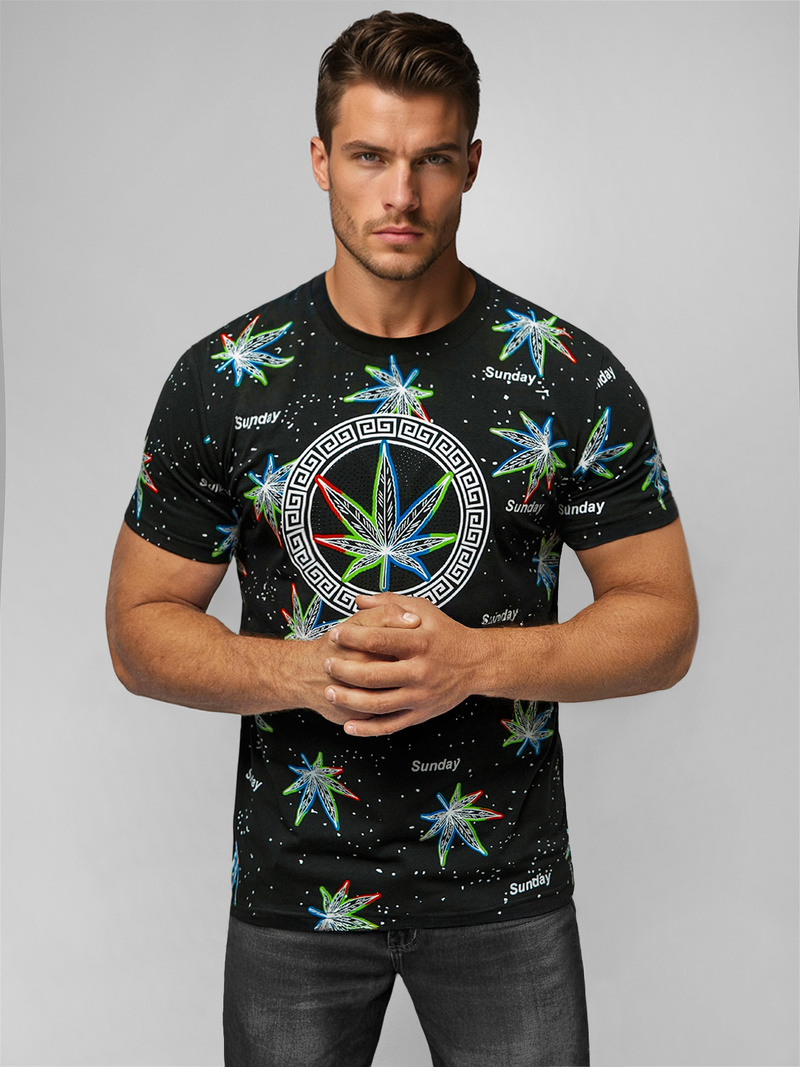 Мъжка тениска черна OZONEE O/T136/3Z