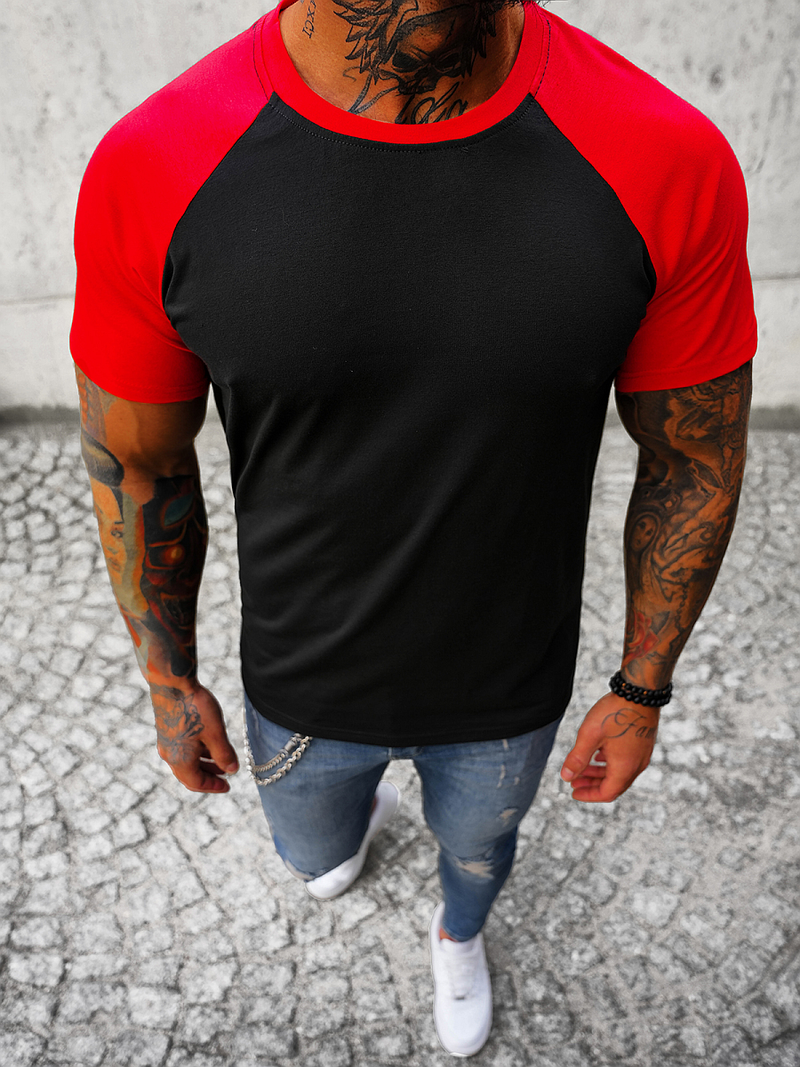 Мъжка тениска черно-червен OZONEE JS/8T82/10