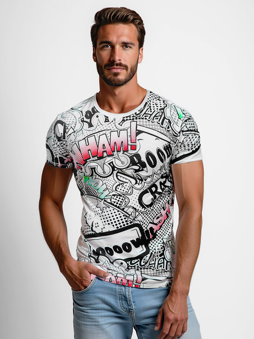 Мъжка тениска бял OZONEE O/T137/1Z