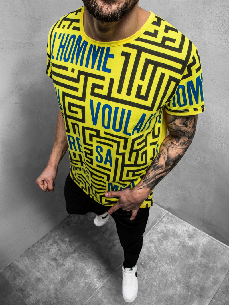 Мъжка тениска жълта OZONEE JS/KS2020Z