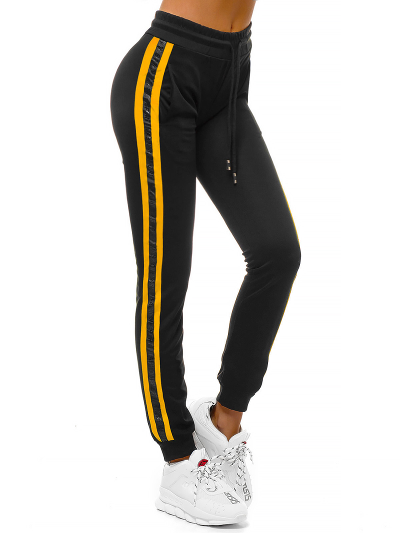 Дамски долнища на анцуг ччерно-жълто OZONEE O/82318