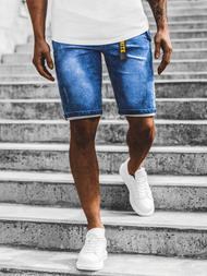 Мъжки къси дънкови панталони синьо OZONEE RF/HY341/3