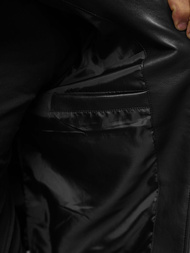 Мъжко кожено яке черно OZONEE JS/11Z8015