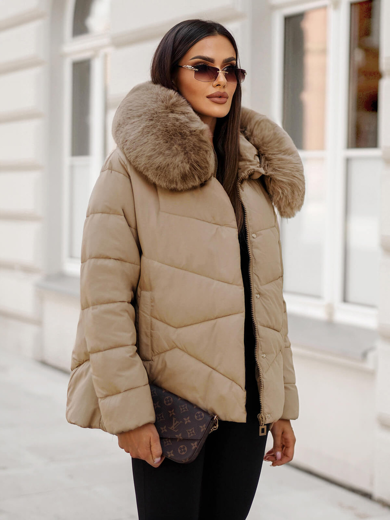 Дамско яке бежова OZONEE JS/16M9181/62Z