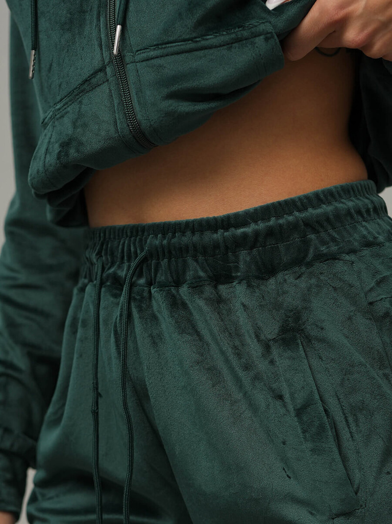 Дамска велурен спортен екип тъмнозелена OZONEE JS/8C1176/9Z