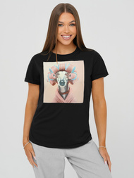 Дамска тениска черно-розов OZONEE JS/YJ77726