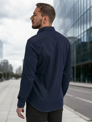 Мъжка риза тъмносиньо OZONEE V/V188