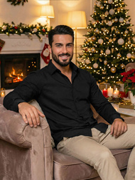 Мъжка риза черна OZONEE O/V125Z