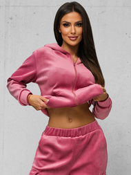 Дамска велурен спортен екип тъмно розово OZONEE JS/35C1613/19