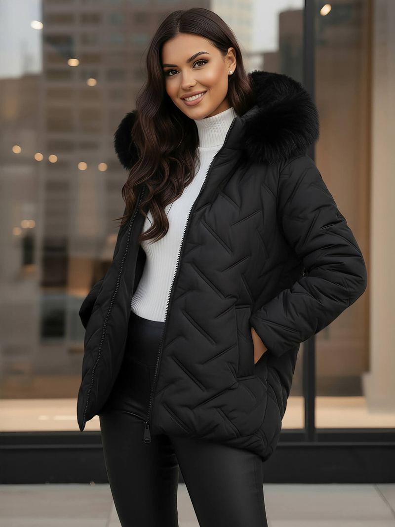 Дамско яке черно OZONEE JS/16M9296/392Z