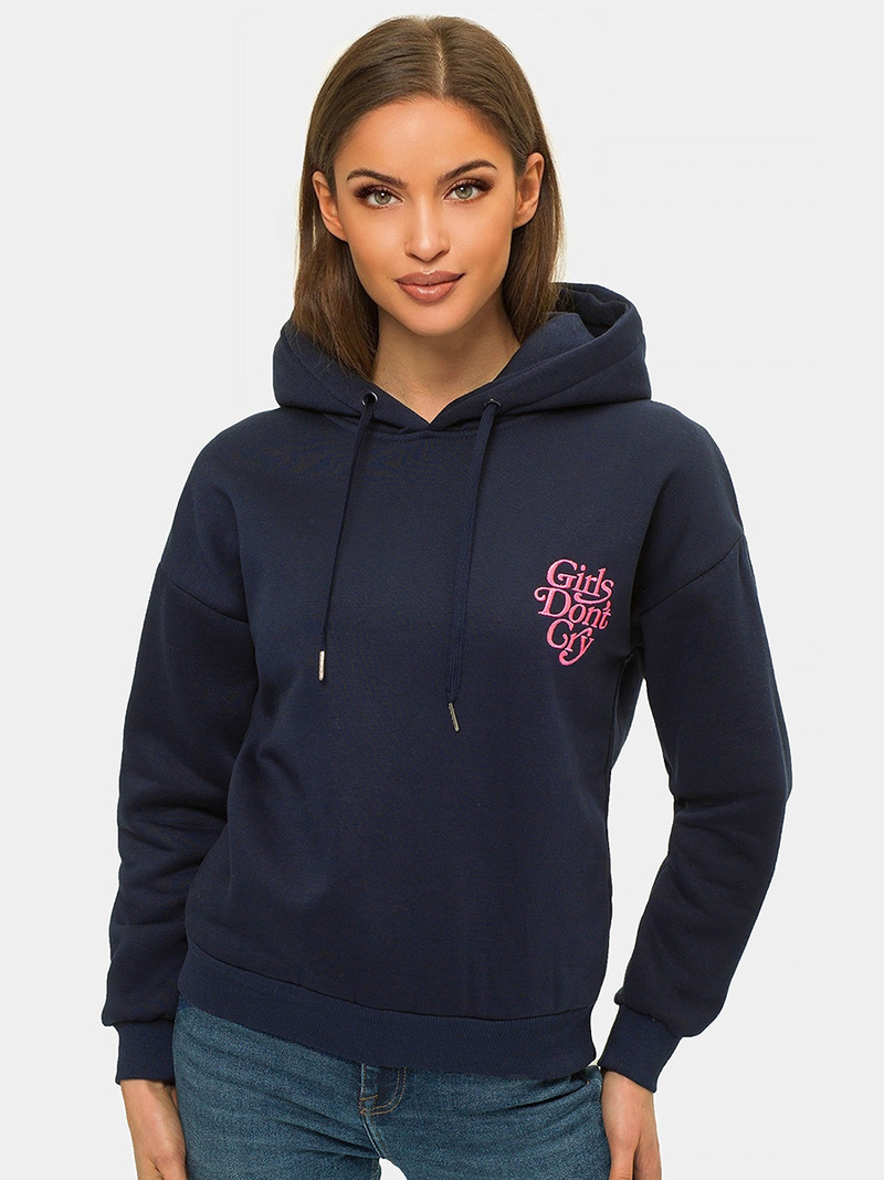 Дамски суитчър с качулка тъмнсиня OZONEE JS/B26013