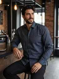 Мъжка риза тъмносиньо OZONEE V/V186Z