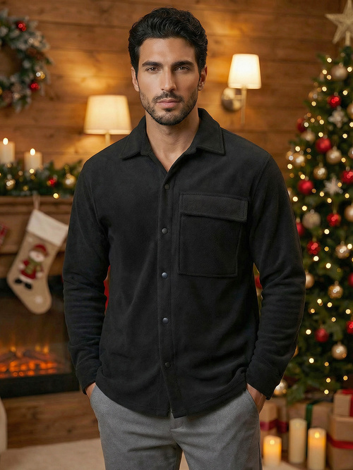 Мъжка риза черна OZONEE O/GOM23040Z