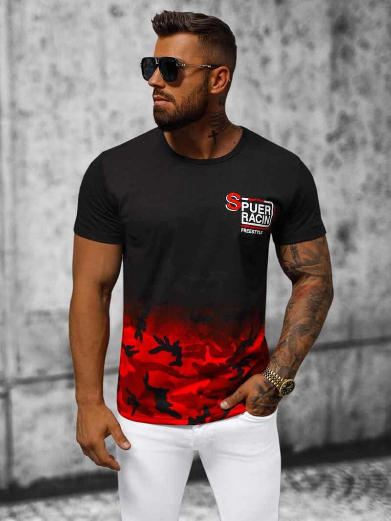 Мъжка тениска червена OZONEE JS/S985/18Z