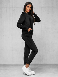 Дамска велурен спортен екип черен OZONEE JS/35C1612/3