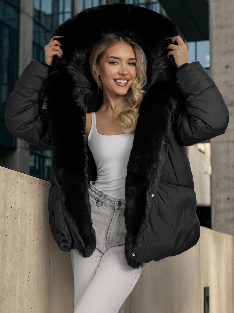 Дамско яке черно OZONEE O/16M9179/392Z