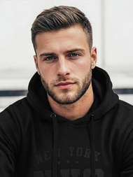 Мъжки суитшърт с качулка черен OZONEE JS/8B1971/3