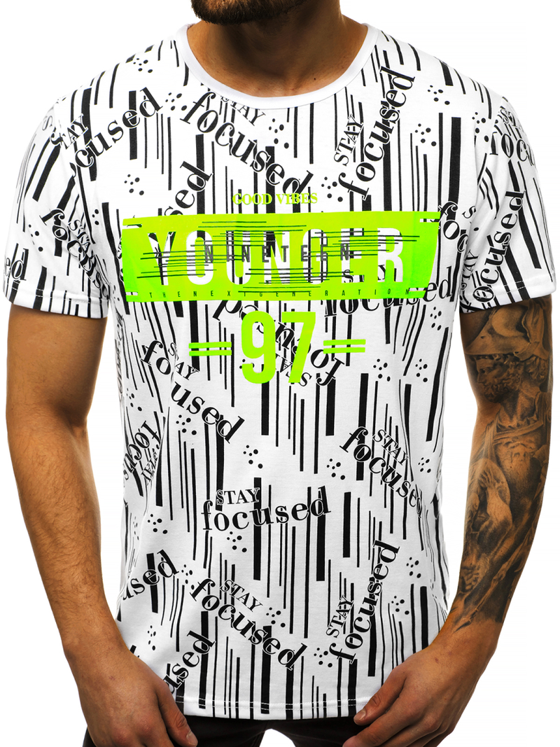 Мъжка тениска бял OZONEE JS/KS1993