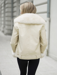 Дамско кожено яке екрю OZONEE JS/61M8507/280Z