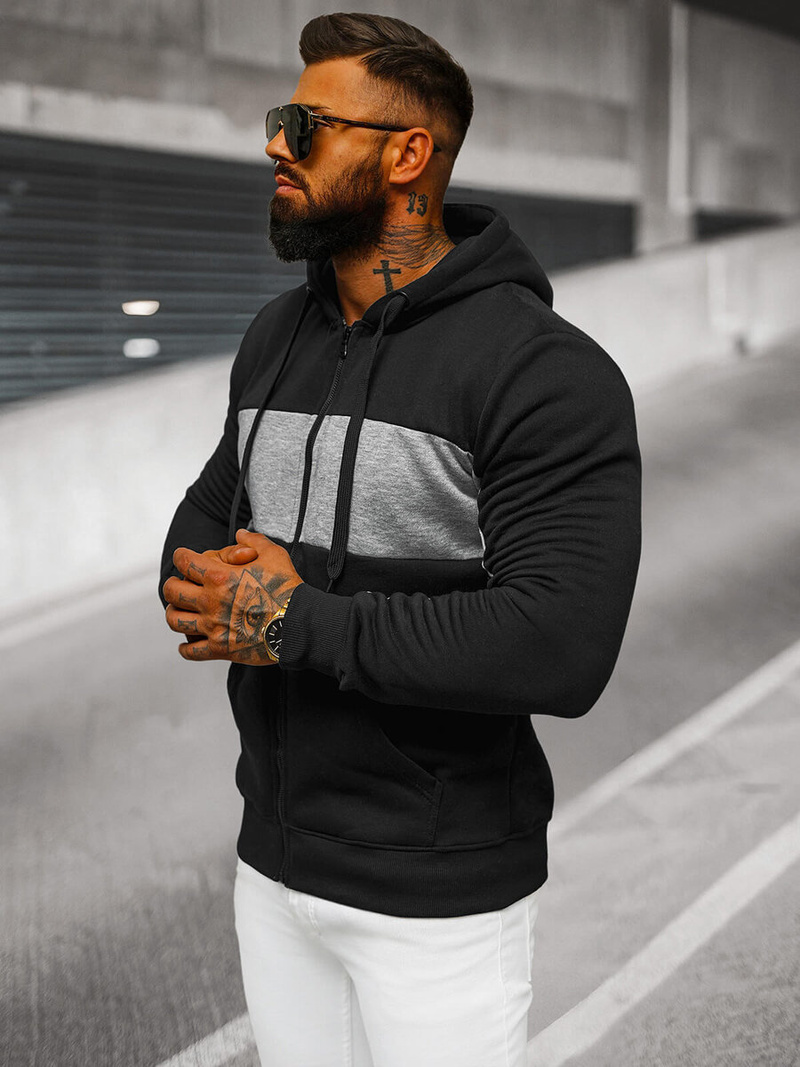 Мъжки суитшърт черно OZONEE JS/8B1330/3