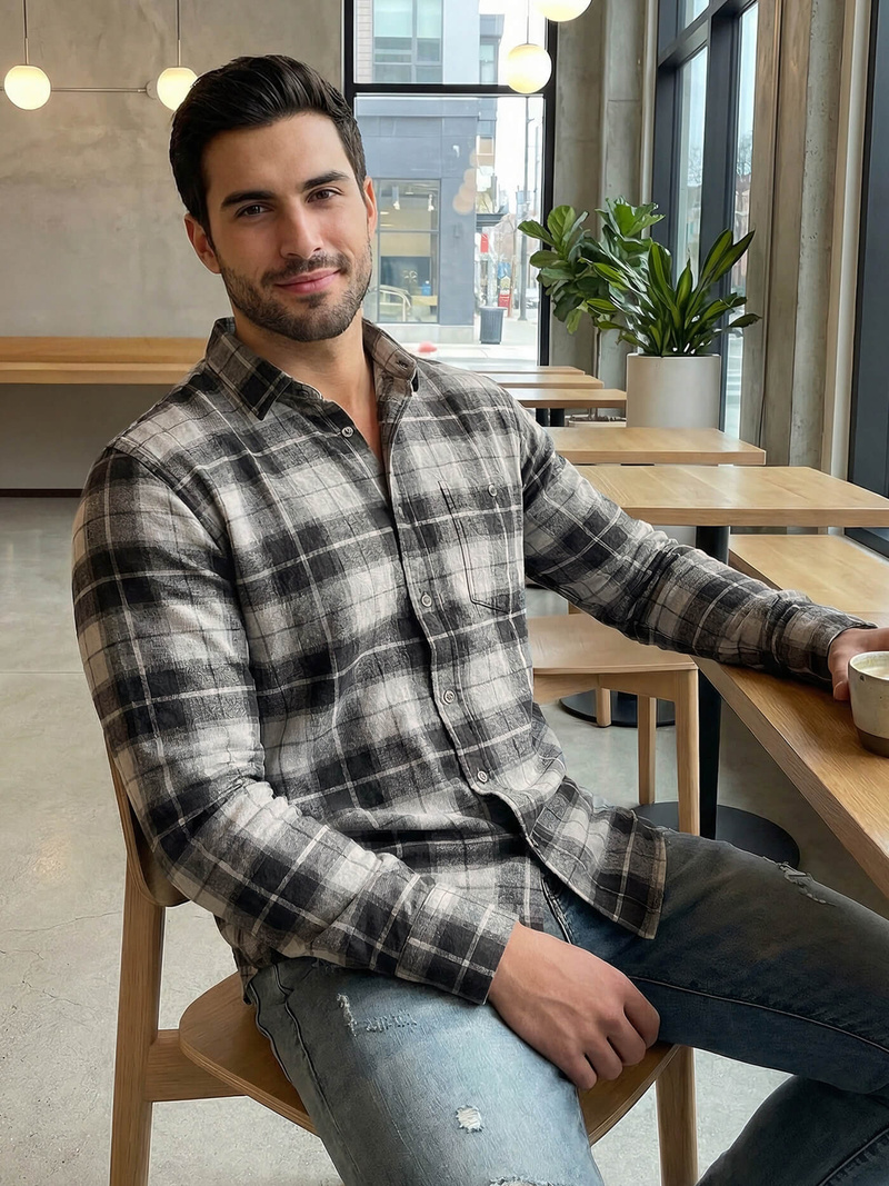 Мъжка риза сива OZONEE V/V172Z