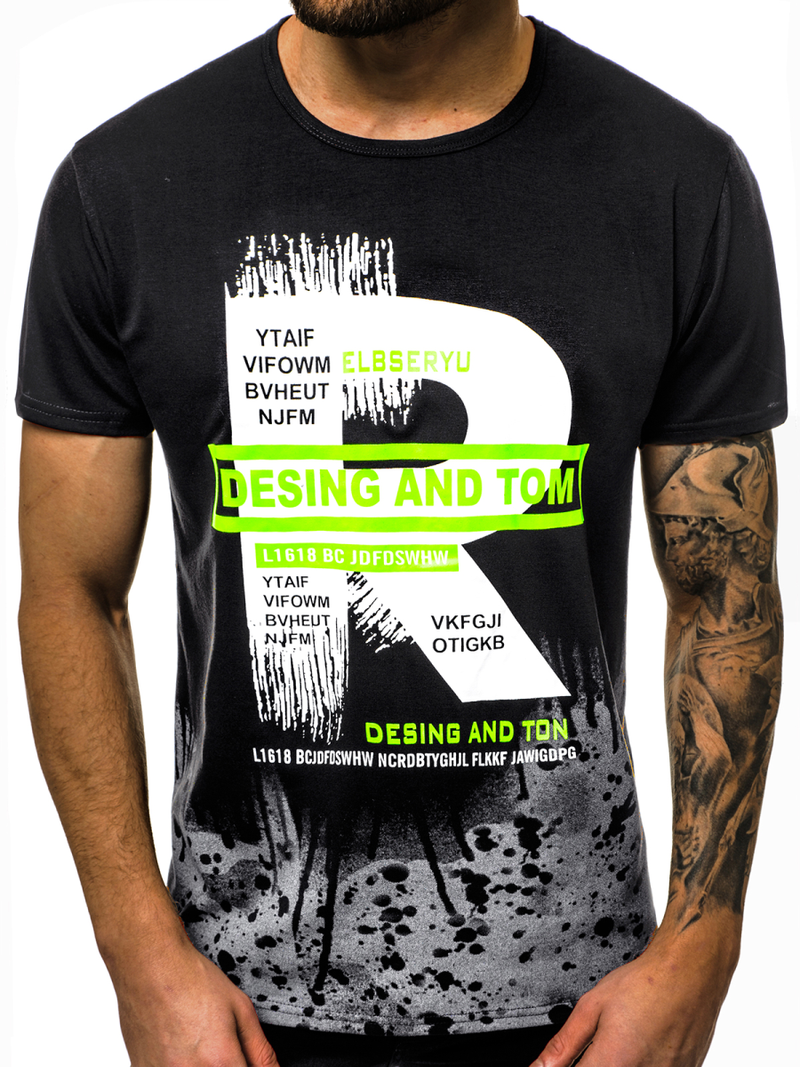 Мъжка тениска черна OZONEE JS/KS1945