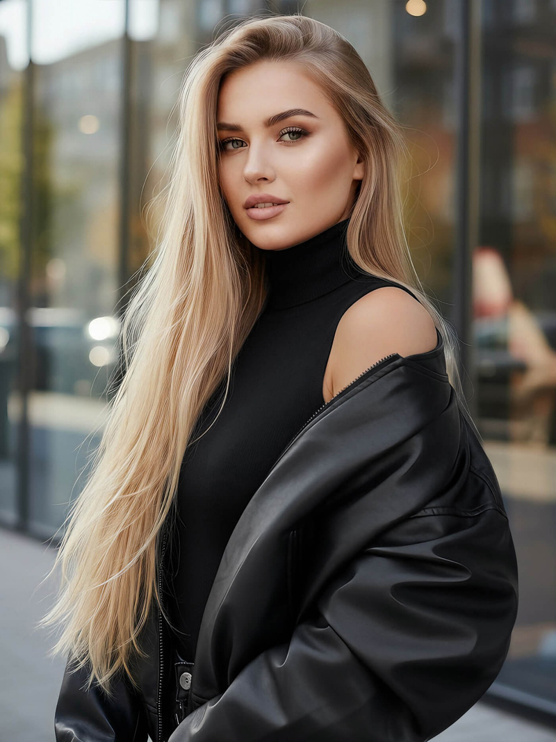 Дамско кожено яке черна OZONEE JS/11Z8281