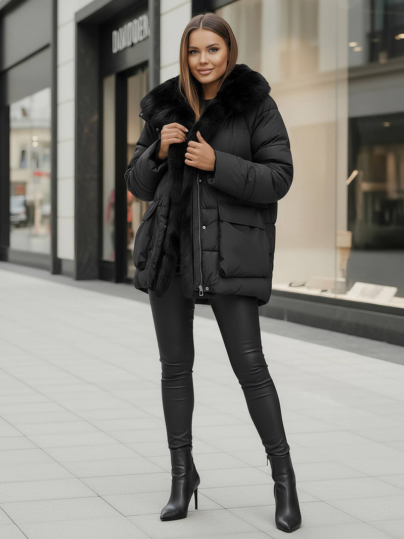 Дамско яке черно OZONEE JS/16M9185/392Z