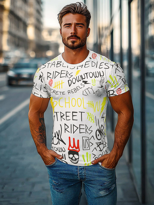 Мъжка тениска бял OZONEE JS/8T1212/1Z