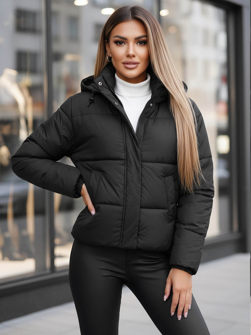 Дамско яке черна OZONEE JS/16M9188/392Z