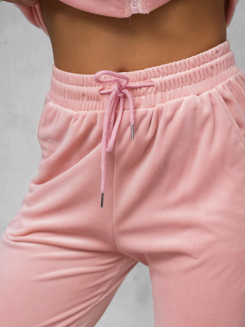 Дамска велурен спортен екип светлорозов OZONEE JS/35C1610/20