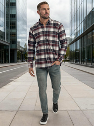 Мъжка риза бордо OZONEE V/V174