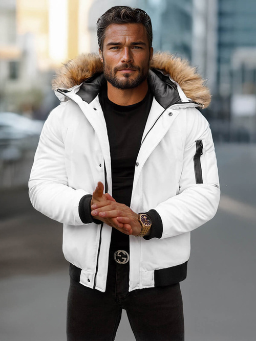 Мъжко яке бяла OZONEE JS/M2019/281Z
