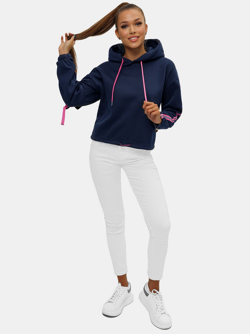 Дамски суитчър с качулка тъмнсиня OZONEE JS/B26031Z