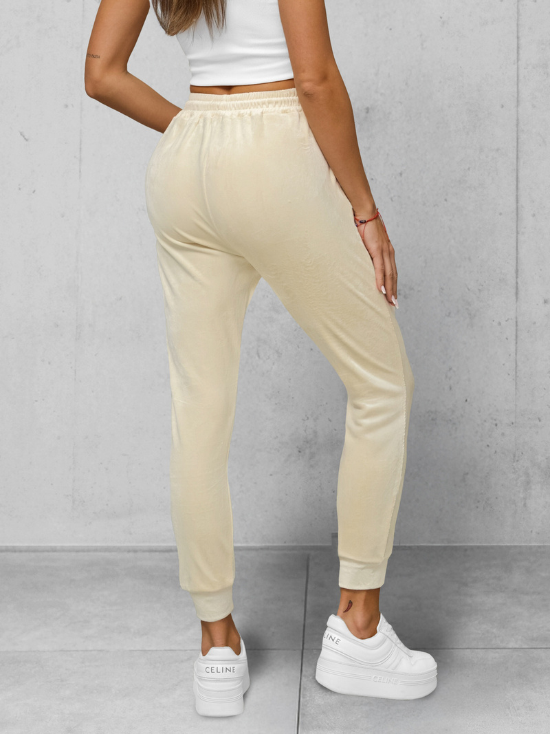 Дамско велурени спортни панталони екрю OZONEE JS/8K1532/155