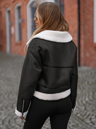 Дамско кожено яке черна OZONEE JS/11Z8256