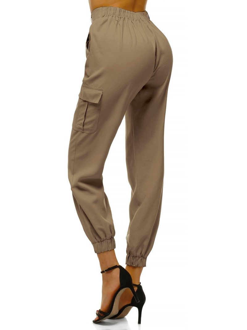 Дамски панталони с джоггери тъмнобежово OZONEE O/HM005