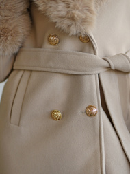 Дамско палто екрю OZONEE JS/61M8509/280