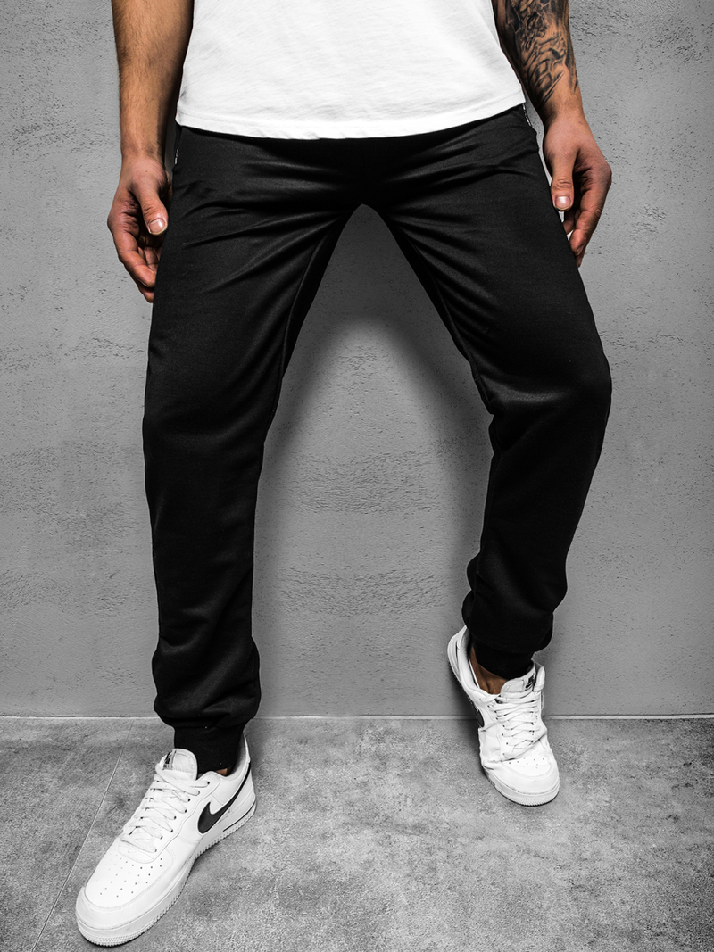 Мъжко долнище на анцуг черно JS/XW006SZ