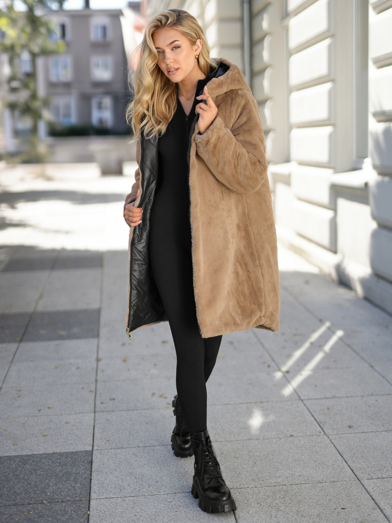 Дамско дълго зимно яке черно OZONEE JS/5M3352/392