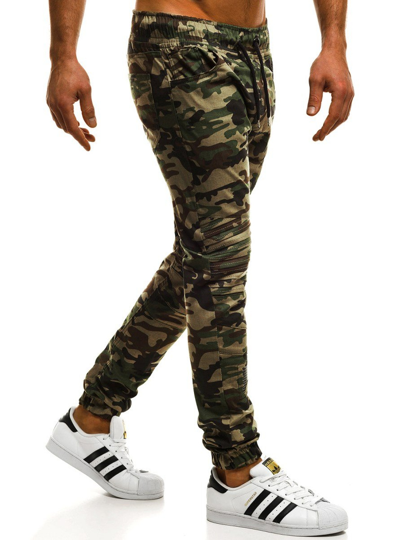 Мъжки панталони JOGGER камуфлажно-зелени OZONEE A/829