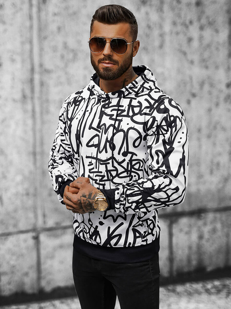 Мъжки суитшърт бяла OZONEE JS/8B1151/1