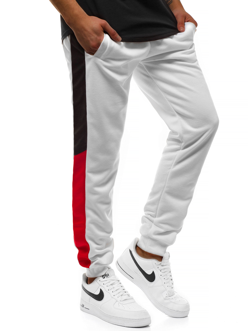 Мъжко долнище на анцуг бяло OZONEE JS/JZ11012