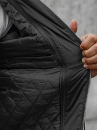 Мъжко кожено яке черно OZONEE JS/11Z8004