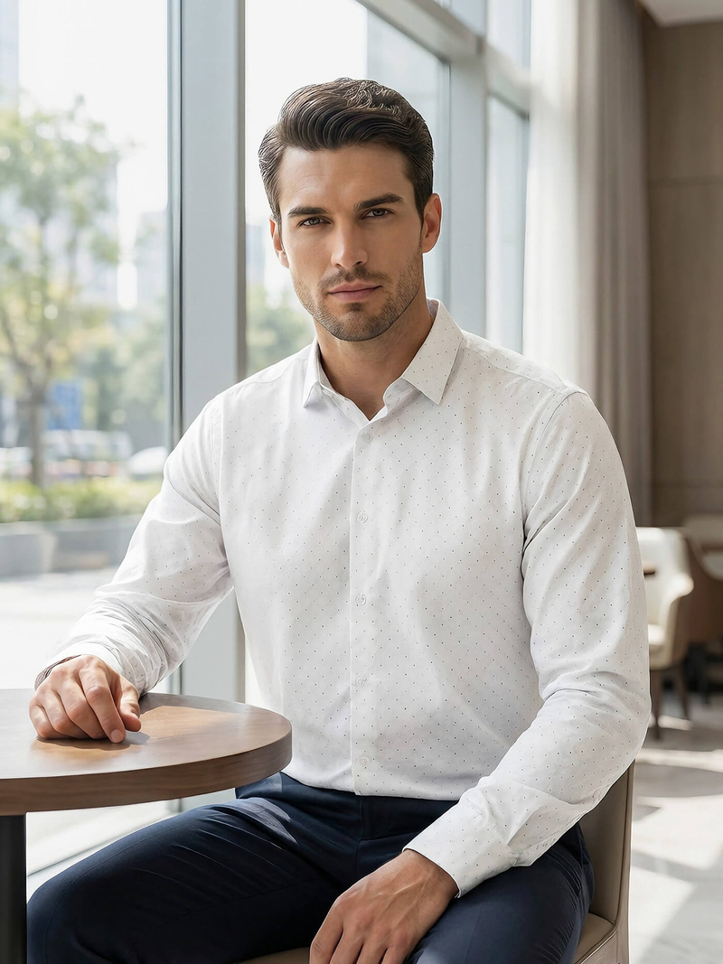 Мъжка риза бяла OZONEE V/V185Z