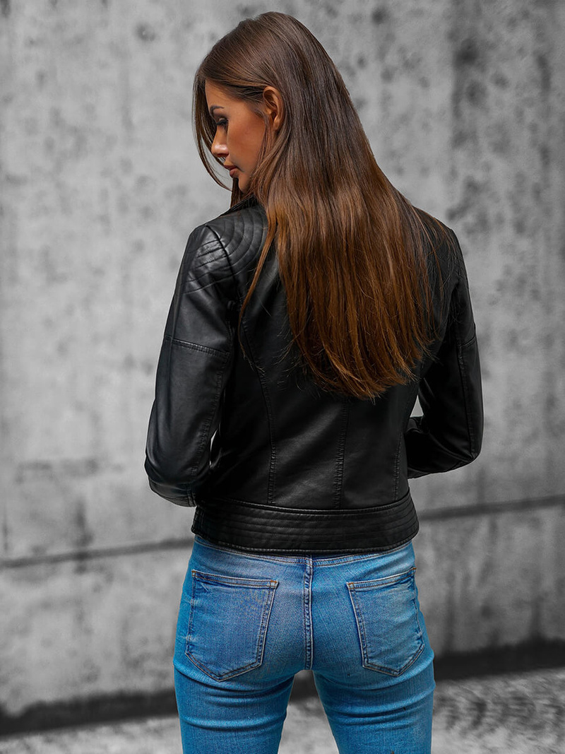 Дамско кожено яке черна OZONEE JS/11Z8030