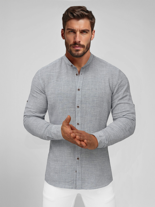 Мъжка риза сива OZONEE O/V146